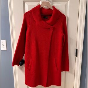 Red Adrienne Vittadini One Button, Knee Length Sweater —Size Small